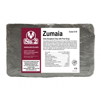 SIO-2® Zumaia Grey Sculpture Clay with Fine Grog, 4 lb Sample